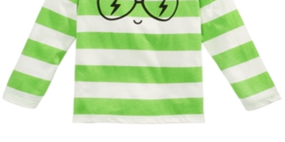 Camiseta de algodão com estampa de rosto listrada First Impressions para bebês meninos, verde, tamanho 6-9 meses