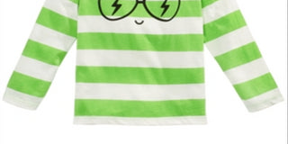 Camiseta de algodão com estampa de rosto listrada First Impressions para bebês meninos, verde, tamanho 6-9 meses