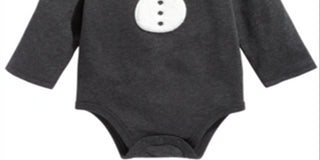 Body de boneco de neve de manga comprida First Impressions para menino, cinza, tamanho 0-3 meses