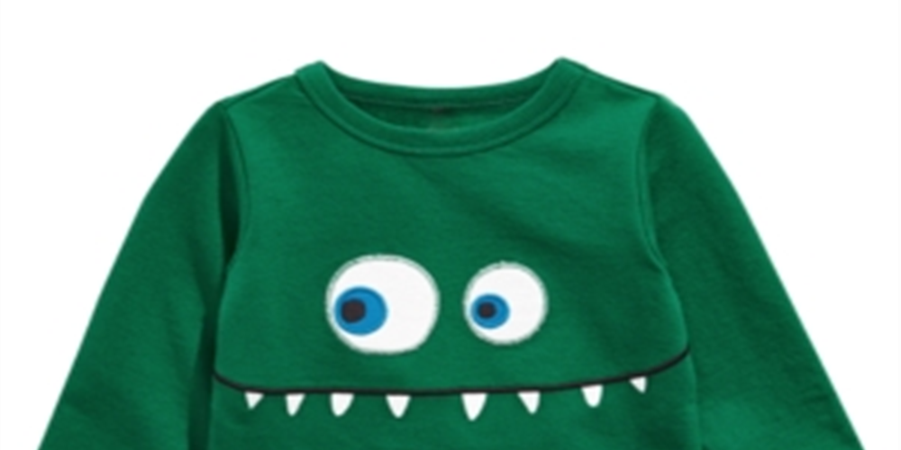 Camiseta infantil First Impressions com aplique de rosto de monstro para meninos, verde, tamanho 12 meses