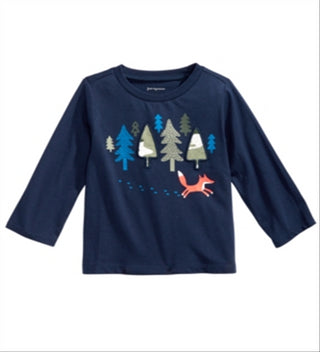 Camiseta infantil First Impressions Forest &amp; Fox para meninos, azul, tamanho 3T