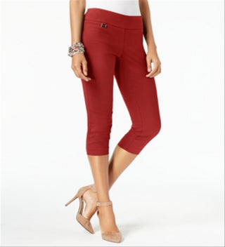 Calça Capri Feminina Alfani Tummy-Control Pull-on Vermelha Tamanho 2 Petite