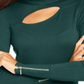 Suéter feminino com recorte e gola alta Thalia Sodi, verde, tamanho extragrande