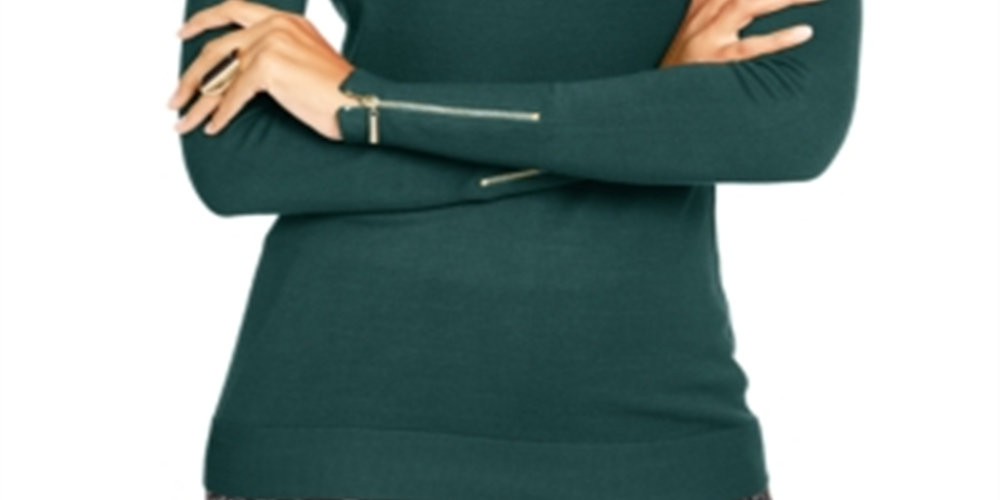 Suéter feminino com recorte e gola alta Thalia Sodi, verde, tamanho extragrande