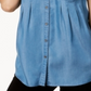 Blusa feminina de manga curta com botões Style &amp; Company, azul, tamanho pequeno