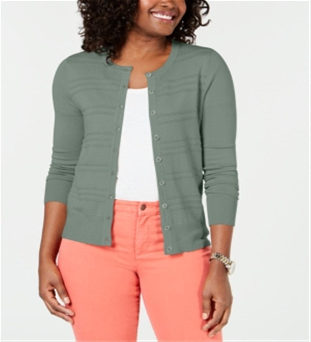 Cardigan texturizado feminino Charter Club, verde, tamanho X-S