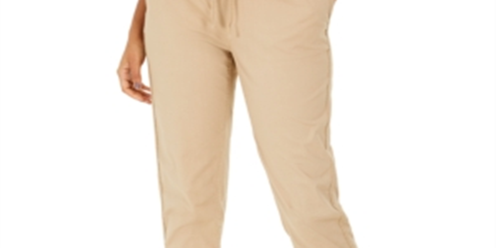 Calça utilitária com punho e puxador feminina Style &amp; Co, marrom, tamanho quadrado 18