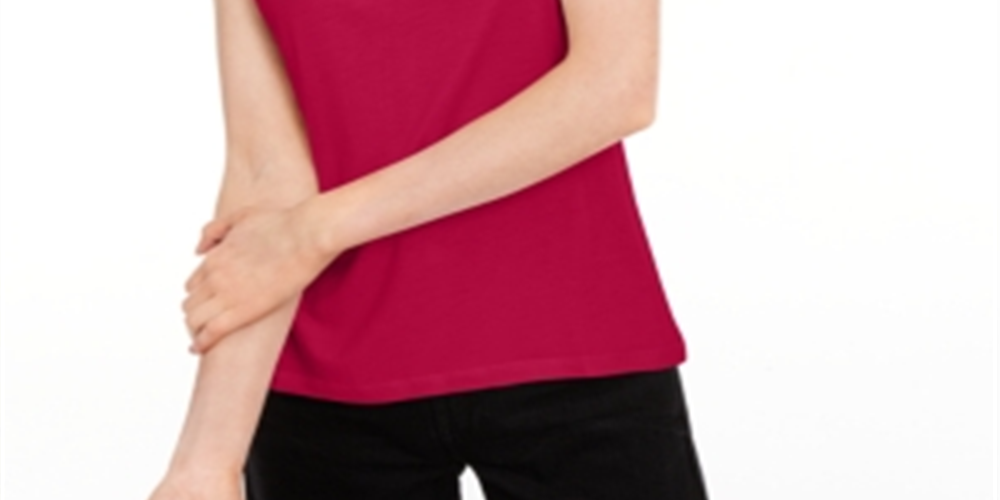 Camiseta feminina lisa com amarração nas costas Maison Jules, vermelha, tamanho X-S