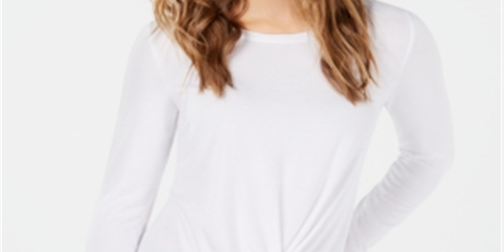 Blusa drapeada com frente torcida feminina Style &amp; Co, branca, tamanho pequeno XL