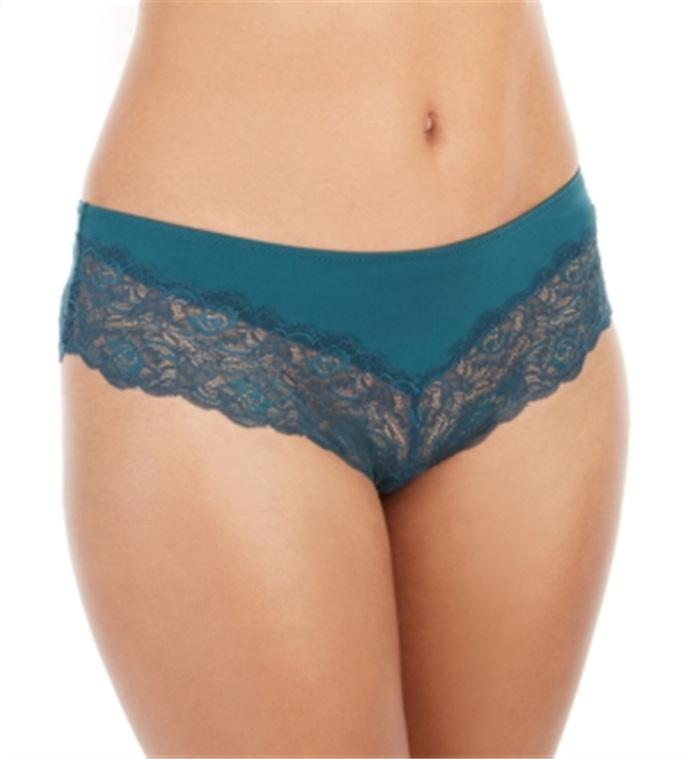 INC International Concepts Roupa íntima hipster feminina com acabamento em renda, verde, tamanho médio
