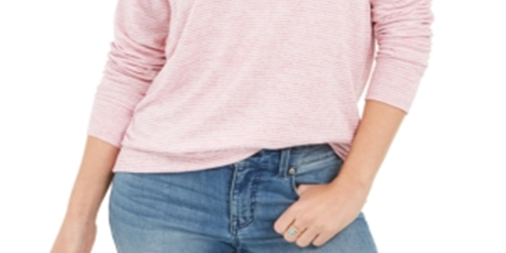 Moletom com capuz listrado feminino Style &amp; Co, rosa, tamanho pequeno