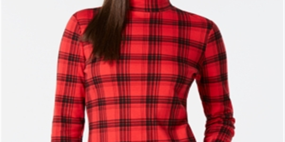 Camiseta feminina xadrez de algodão Charter Club vermelha tamanho X-G