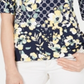 Blusa feminina Charter Club com estampa floral e mangas franzidas, azul, tamanho pequeno