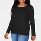 Karen Scott Top Feminino com Decote Redondo e Acabamento em Cetim, Preto, Tamanho XS