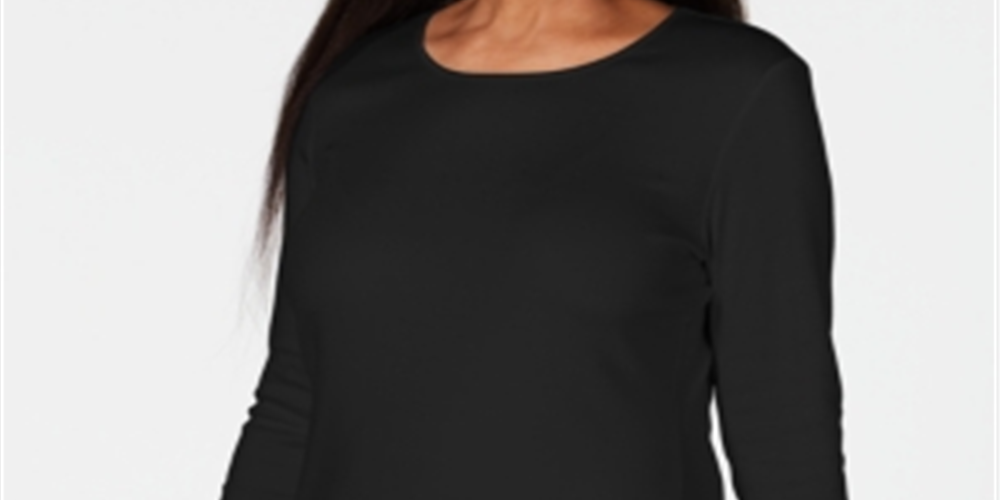 Karen Scott Top Feminino com Decote Redondo e Acabamento em Cetim, Preto, Tamanho XS