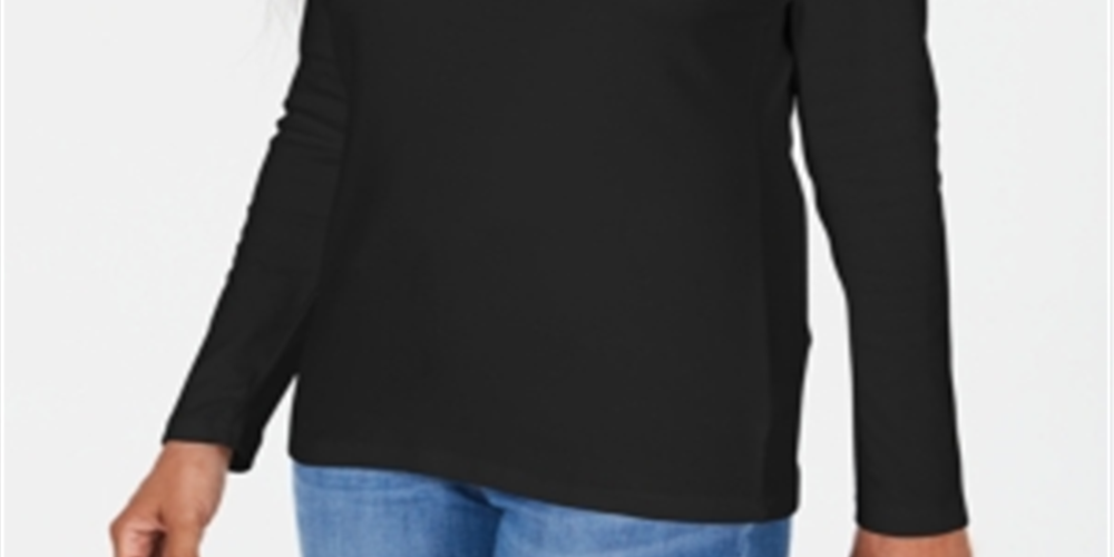 Karen Scott Top Feminino com Decote Redondo e Acabamento em Cetim, Preto, Tamanho XS