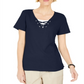 Karen Scott Top Feminino com Cadarço e Camadas Azul Tamanho P