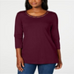 Karen Scott Top Feminino com Contas Borgonha Tamanho P