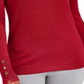 JM Collection Suéter feminino de gola redonda com punho de botão, tamanho pequeno, vermelho, tamanho pequeno, L