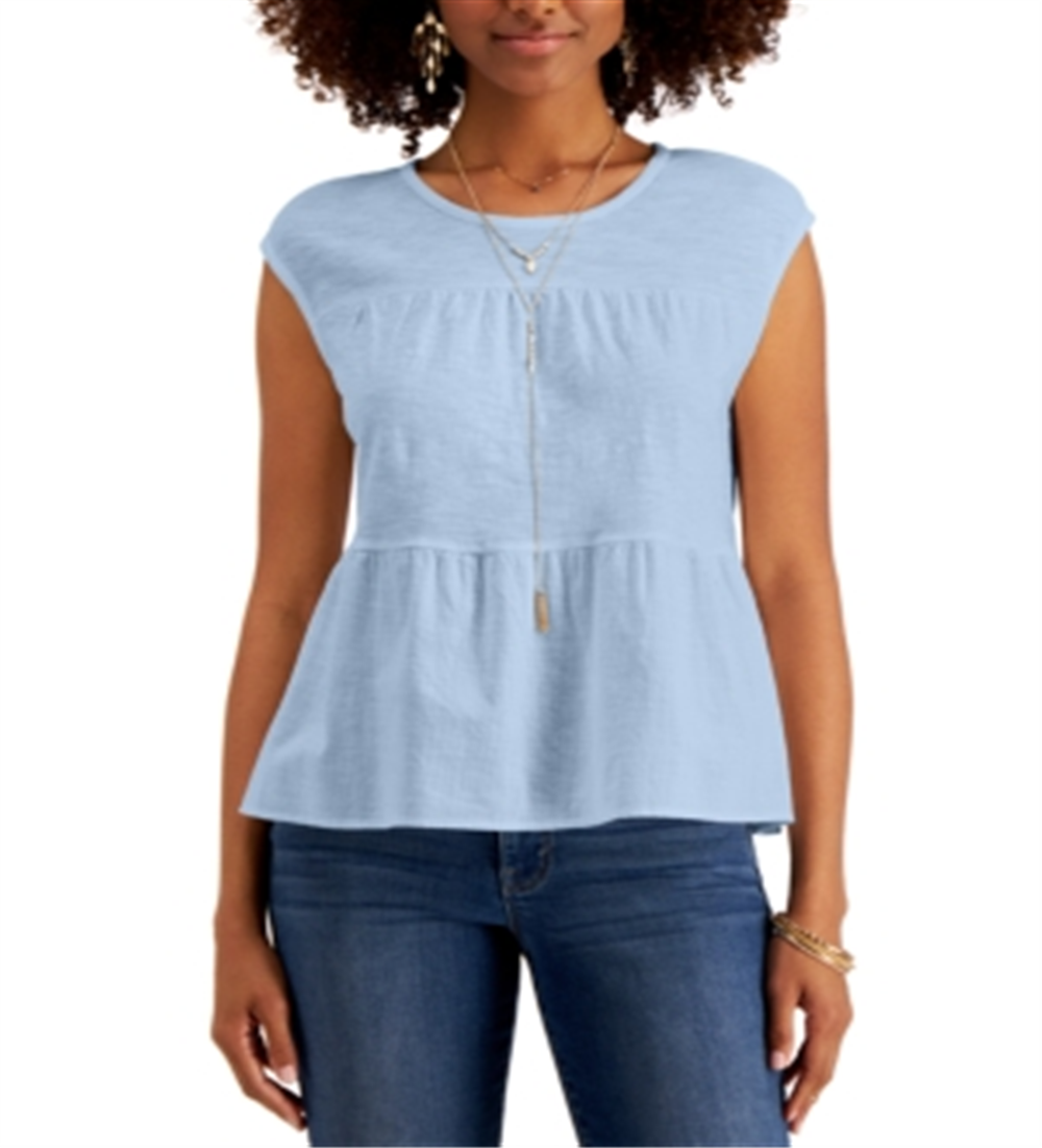 Top feminino em camadas de algodão pequeno da Style &amp; Co, lilás, tamanho pequeno médio