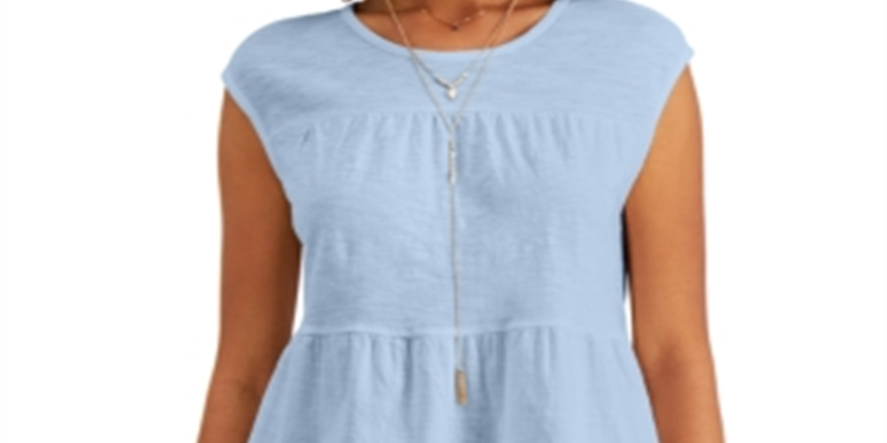 Top feminino em camadas de algodão pequeno da Style &amp; Co, lilás, tamanho pequeno médio