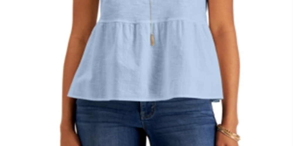 Top feminino em camadas de algodão pequeno da Style &amp; Co, lilás, tamanho pequeno médio