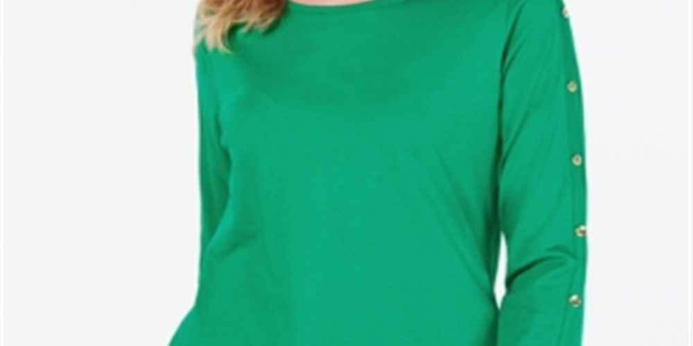 Charter Club Supima Cotton Embellished Top Feminino Verde Tamanho Pequeno