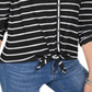 Top feminino estampado com amarração frontal, preto, tamanho X-S