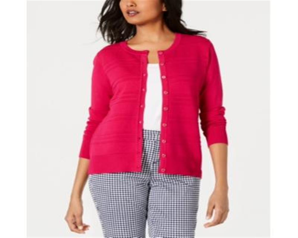 Cardigan texturizado feminino Charter Club Petite, rosa, tamanho Petite G