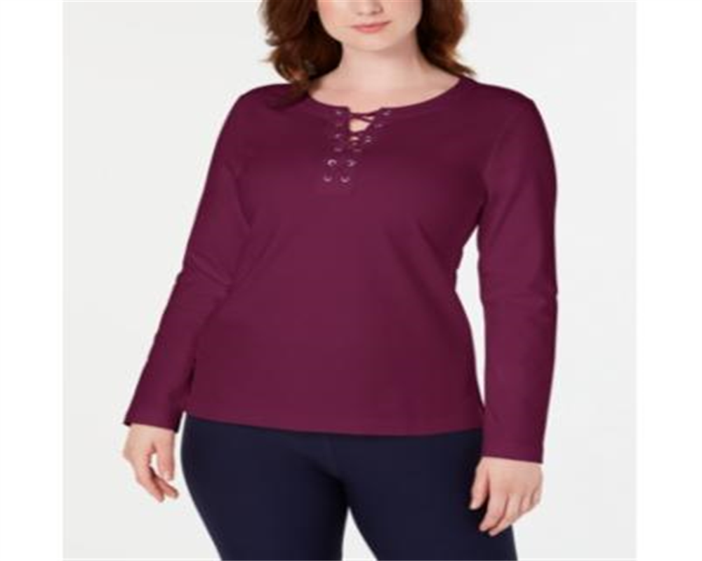 Moletom esportivo feminino Karen Scott com cadarço, roxo, tamanho P
