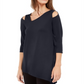 Top feminino Alfani com recorte assimétrico, azul marinho, tamanho pequeno GG
