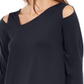 Top feminino Alfani com recorte assimétrico, azul marinho, tamanho pequeno GG