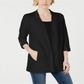 Karen Scott Cardigan esportivo feminino com bolso e zíper, preto, tamanho grande