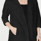 Karen Scott Cardigan esportivo feminino com bolso e zíper, preto, tamanho grande