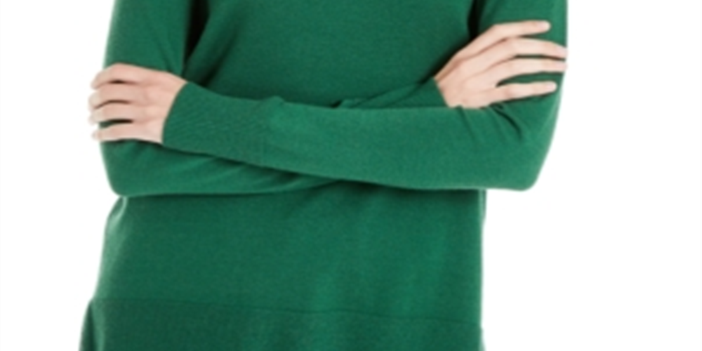 Suéter feminino Maison Jules com decote em V, verde, tamanho XS