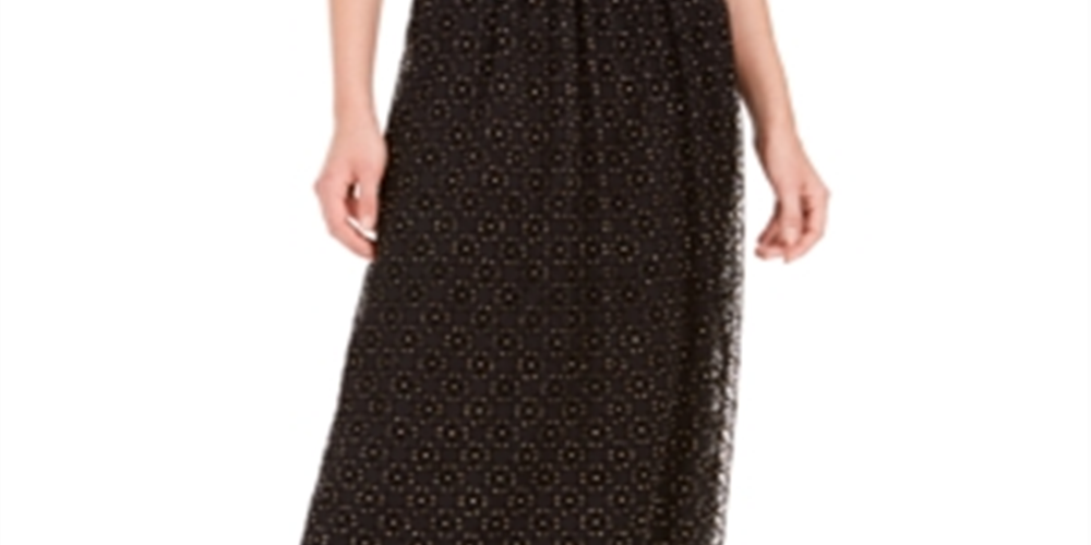 Saia midi feminina Bar III com sobreposição de renda, preta, tamanho XX-S