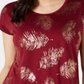 Blusa feminina com estampa de folhas e decote redondo, tamanho médio, vermelha, estilo &amp; co