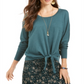 Suéter feminino com amarração frontal Style &amp; Co, verde, tamanho X-S