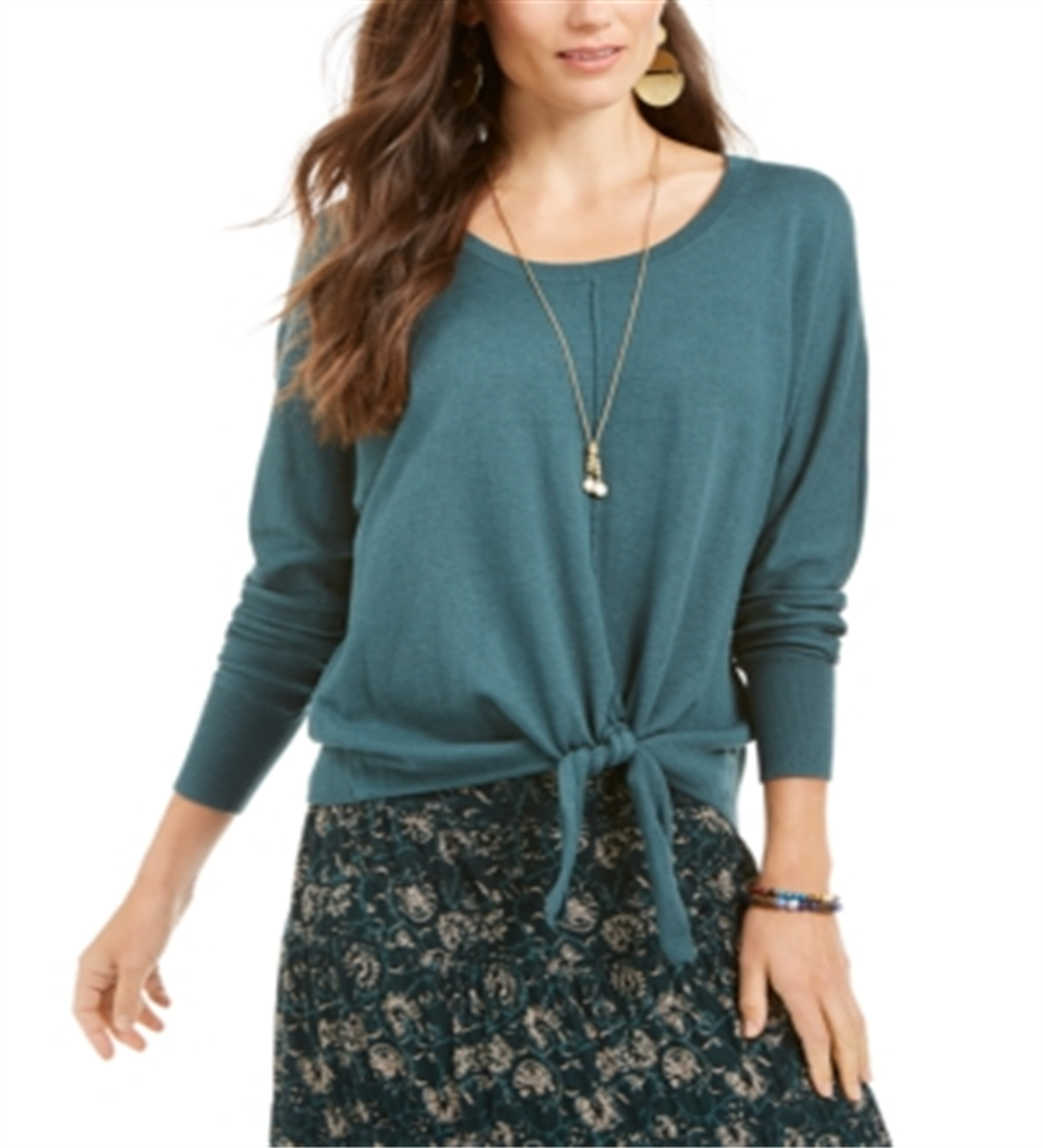 Suéter feminino com amarração frontal Style &amp; Co, verde, tamanho X-S