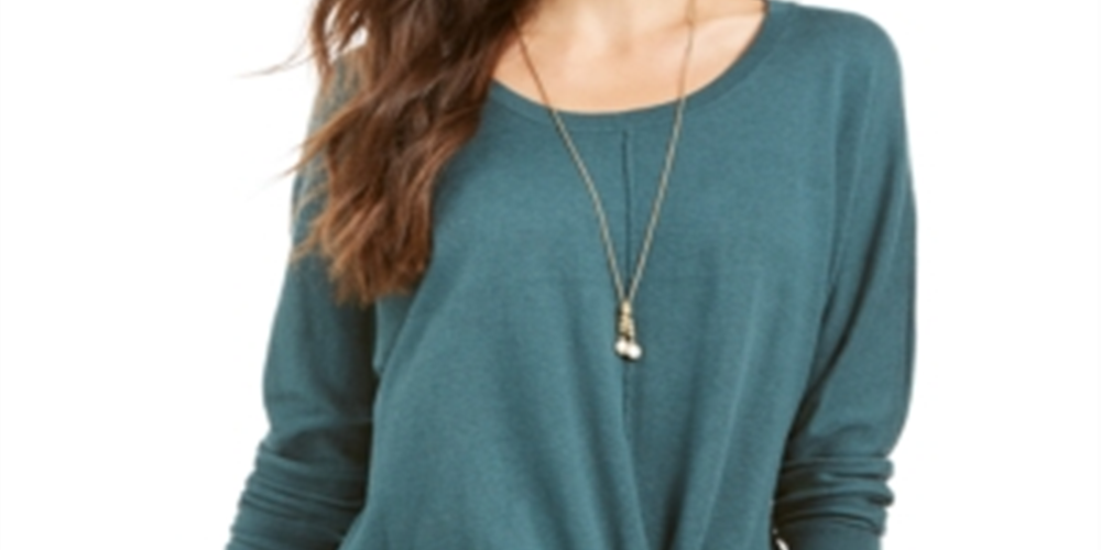 Suéter feminino com amarração frontal Style &amp; Co, verde, tamanho X-S