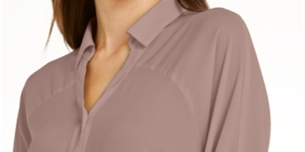 Camisa túnica feminina Alfani Roll-Tab rosa tamanho médio