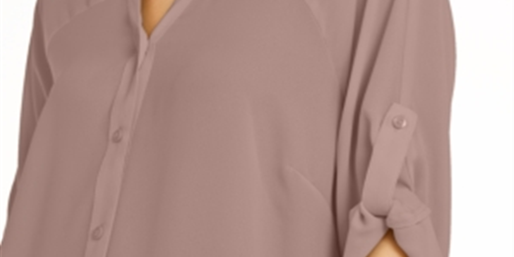 Camisa túnica feminina Alfani Roll-Tab rosa tamanho médio