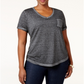 Camiseta feminina plus size com decote em V e manga curta, cinza, tamanho 0X, da Style &amp; Co