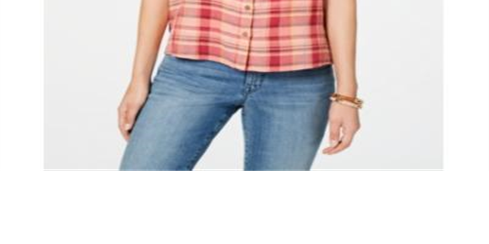 Blusa xadrez sem mangas feminina Style &amp; Co, rosa, tamanho XS