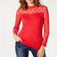 INC International Concepts Top Feminino Renda-Yolk Vermelho Tamanho PSM