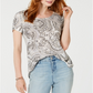 Camiseta feminina estampada Style &amp; Co, branca, tamanho combinado, pequena
