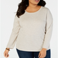 Camiseta feminina de gola redonda e manga comprida Style &amp; Co, cinza, tamanho 0X