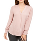 Blusa feminina Alfani com decote em V, rosa, tamanho M