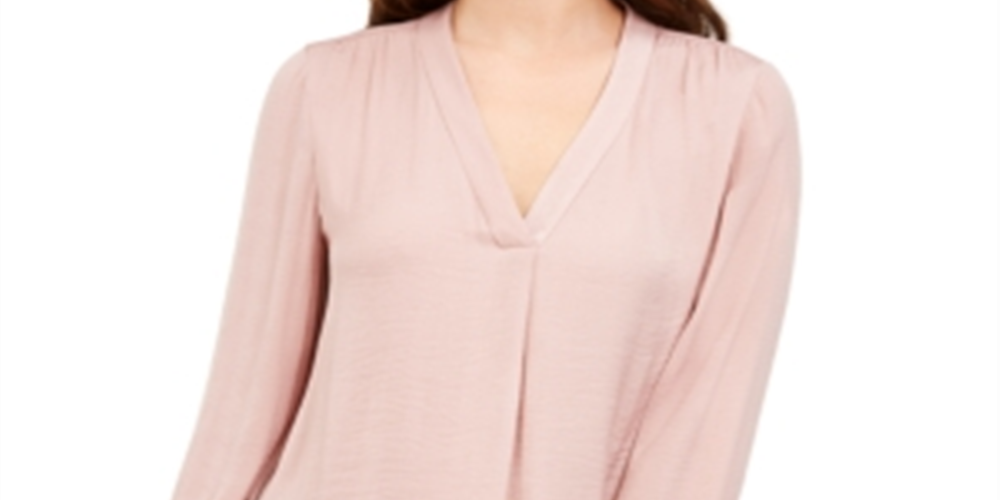 Blusa feminina Alfani com decote em V, rosa, tamanho M