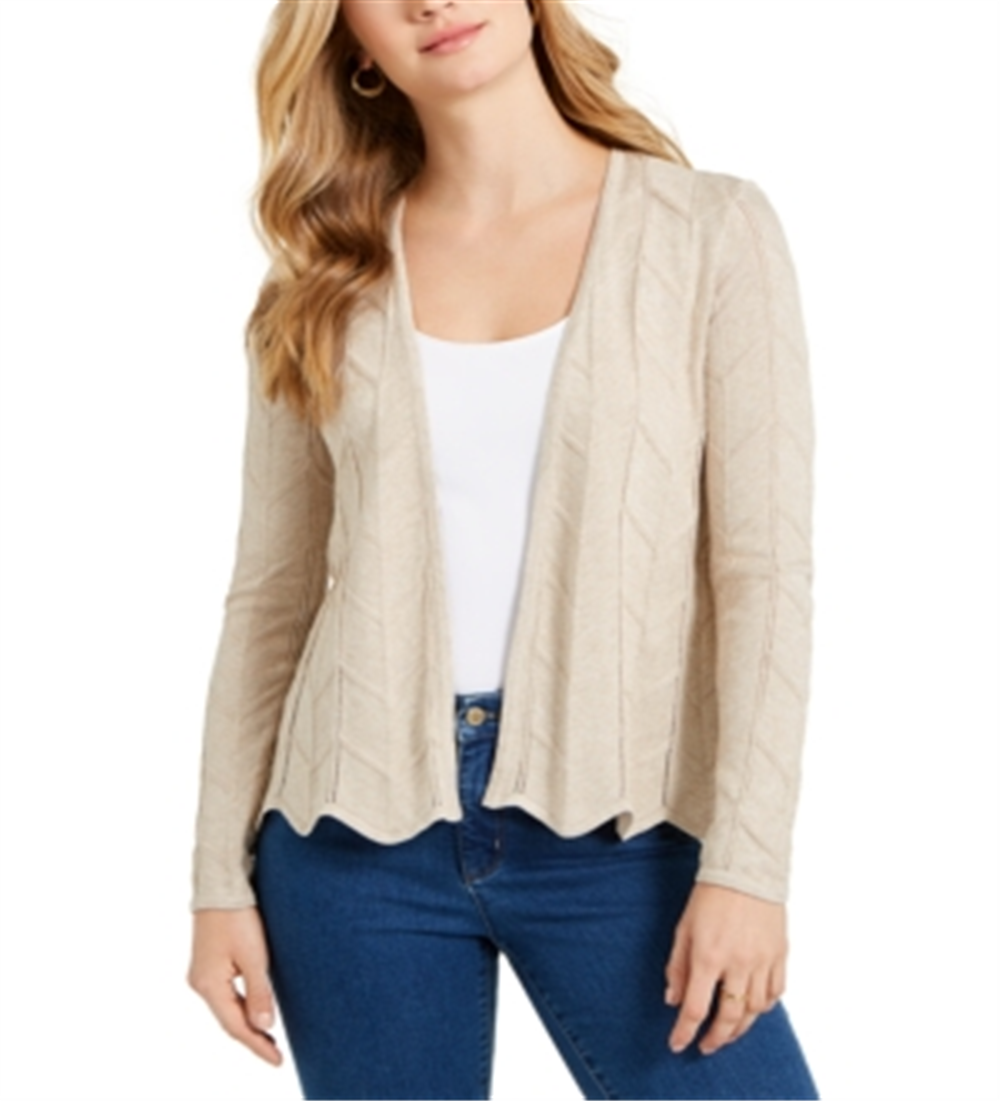 Cardigan feminino Charter Club com frente aberta, marrom, tamanho extrapequeno